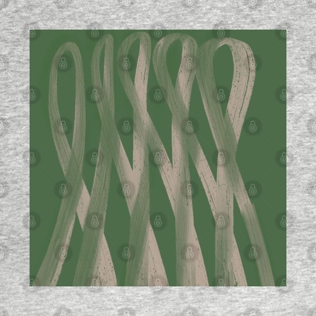 "Contours of Unity" - Grey Green Pink Beige Ribbon Swirl Abstract Modern Art by pngrktes-art